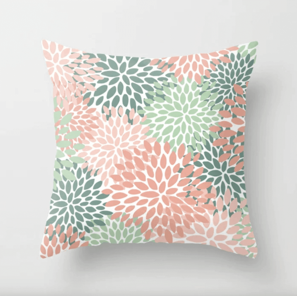 Festive Floral Throw Pillow